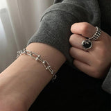 Sterling Silver Thick Chain Bracelet Vintage Hasp