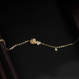 925 Silver Flower Zircon Heart Bracelet 14K Chain