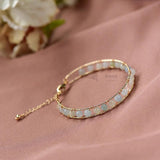 14KGF Natural Morganite Stone Beads Bracelet for Women