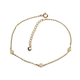 925 Sterling Silver Zircon Round Charm Bracelet 14K Plated Women Party Jewelry