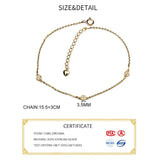 925 Sterling Silver Zircon Round Charm Bracelet 14K Plated Women Party Jewelry