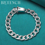 925 Silver Wide Cuban Hip Hop Bracelet Men Women Jewelry