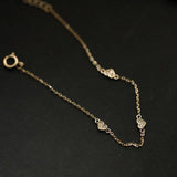 925 Silver 14K Plated Three Hearts Bracelet Wedding Jewelry Gift