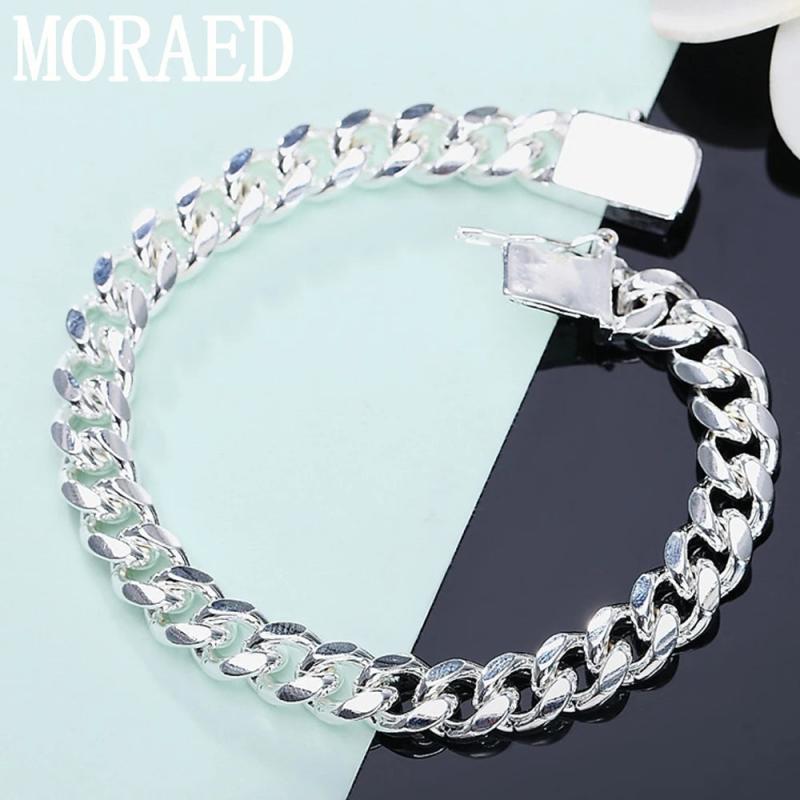 925 Silver Bracelet 10mm 8 Inch Cuban Chain Bangle