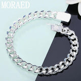 925 Silver Bracelet 10mm 8 Inch Cuban Chain Bangle