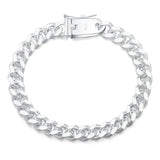 925 Silver Bracelet 10mm 8 Inch Cuban Chain Bangle