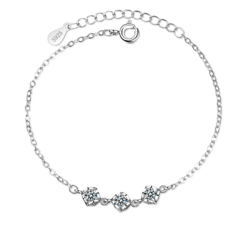 925 Silver Party Bracelet with 1ct Diamond for Women