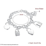 925 Silver Five Lock Chain Bracelet Charm Jewelry Gift