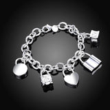 925 Silver Five Lock Chain Bracelet Charm Jewelry Gift