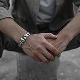 Hand-woven Silver Bracelet Men's Retro Open Bracelet