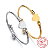 Stainless Steel Rose Bracelet Adjustable Girl Jewelry Gift