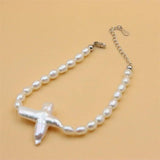 925 Sterling Silver Freshwater Baroque Cross Pearl Bracelet Gift for Women