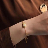 Natural Hetian Chalcedony Golden frog Ingot Bracelet Chinese Style Retro Classic