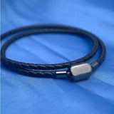 925 Silver Leather Double Wrap Bracelet Charm Boutique For Couples