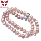 Double-deck Baroque Pearl Stretch Bracelet for Women