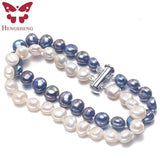 Double-deck Baroque Pearl Stretch Bracelet for Women