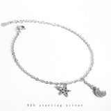 Sterling Silver Zircon Star Moon Bracelet Women Jewelry