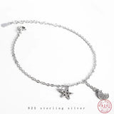 Sterling Silver Zircon Star Moon Bracelet Women Jewelry