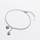 Sterling Silver Zircon Star Moon Bracelet Women Jewelry