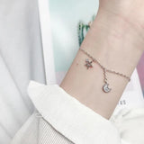 Sterling Silver Zircon Star Moon Bracelet Women Jewelry