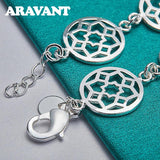 925 Silver Full Round Charm Bracelet Women Girls Jewelry