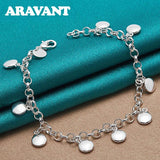 925 Silver Round Charm Bracelet For Women Girls