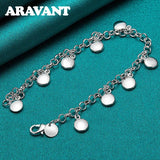 925 Silver Round Charm Bracelet For Women Girls