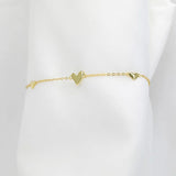 TrustDavis 925 Sterling Silver 14K Plated Heart Chain Bracelet Wedding Gift