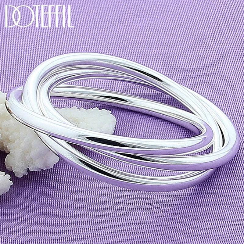 925 Silver 3-Line Bangle Bracelet