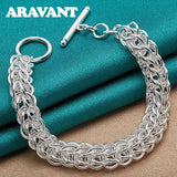 925 Silver Circle Charm Bracelet Men Women