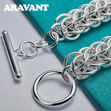 925 Silver Circle Charm Bracelet Men Women