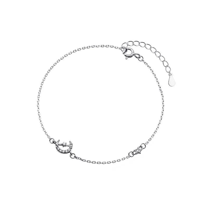 925 Sterling Silver Cupid Moon Charm Bracelet for Women