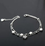 925 Silver Cuff Six Lucky Star Bracelets for Women