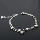 925 Silver Cuff Six Lucky Star Bracelets for Women