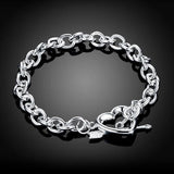 925 Silver Heart Link Bracelet Women