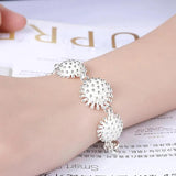 925 Silver Firework Flower Bracelet Women Wedding Party Jewelry