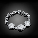 925 Silver Firework Flower Bracelet Women Wedding Party Jewelry