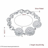 925 Silver Firework Flower Bracelet Women Wedding Party Jewelry