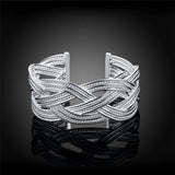 925 Silver Web Opening Bangle Bracelet Women Charm Party Jewelry