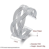 925 Silver Web Opening Bangle Bracelet Women Charm Party Jewelry