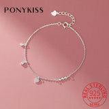 925 Silver Zircon Hearts Bracelet Wedding Jewelry