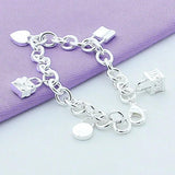 925 Sterling Silver Bracelet Starfish Pendant Charm Jewelry Wedding Gift