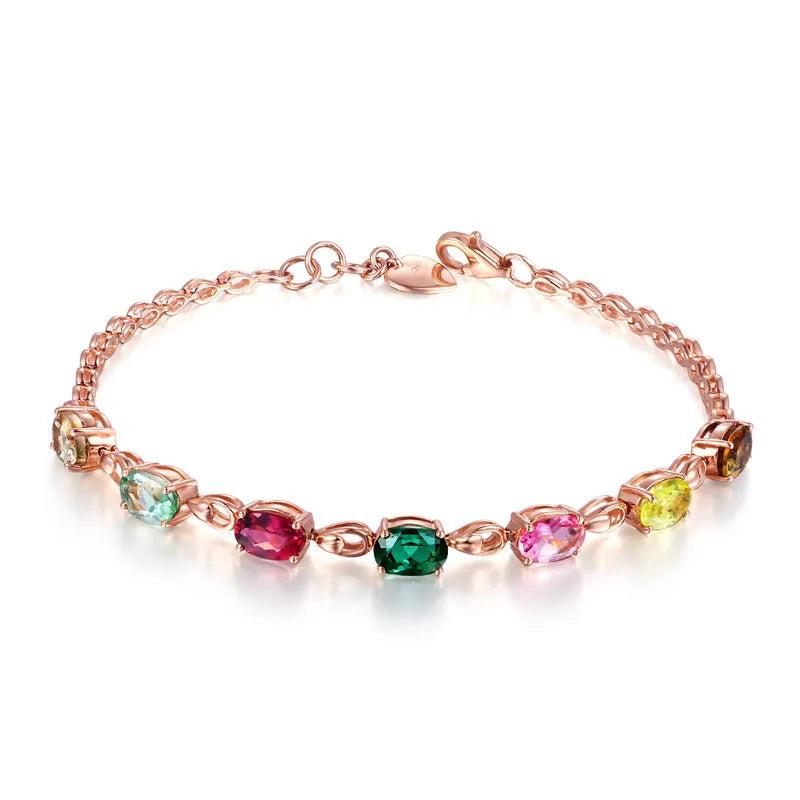 Cellacity Silver 925 Bracelet 7 Colors Gemstones Women Rose Accessory