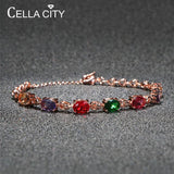 Cellacity Silver 925 Bracelet 7 Colors Gemstones Women Rose Accessory