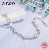 925 Silver Heart Crystal Bracelet Wedding Jewelry