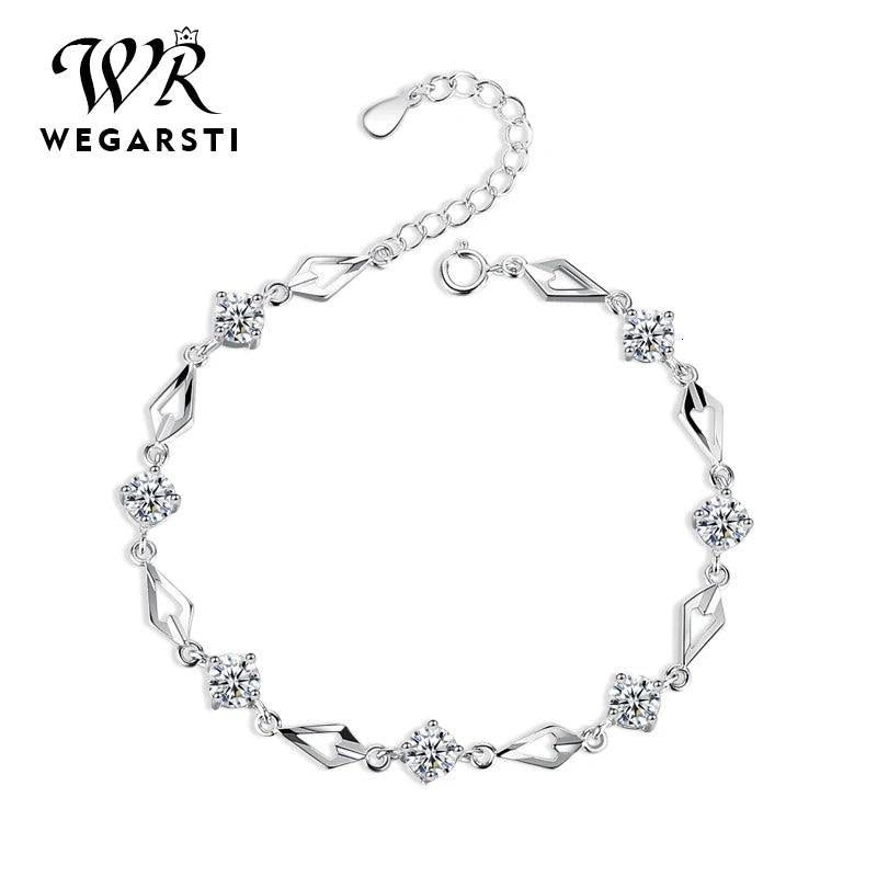 WEGARASTI Amethyst 925 Silver Wedding Bracelet for Women