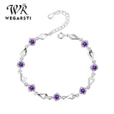 WEGARASTI Amethyst 925 Silver Wedding Bracelet for Women