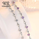WEGARASTI Amethyst 925 Silver Wedding Bracelet for Women