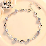 WEGARASTI Amethyst 925 Silver Wedding Bracelet for Women