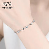 WEGARASTI Amethyst 925 Silver Wedding Bracelet for Women